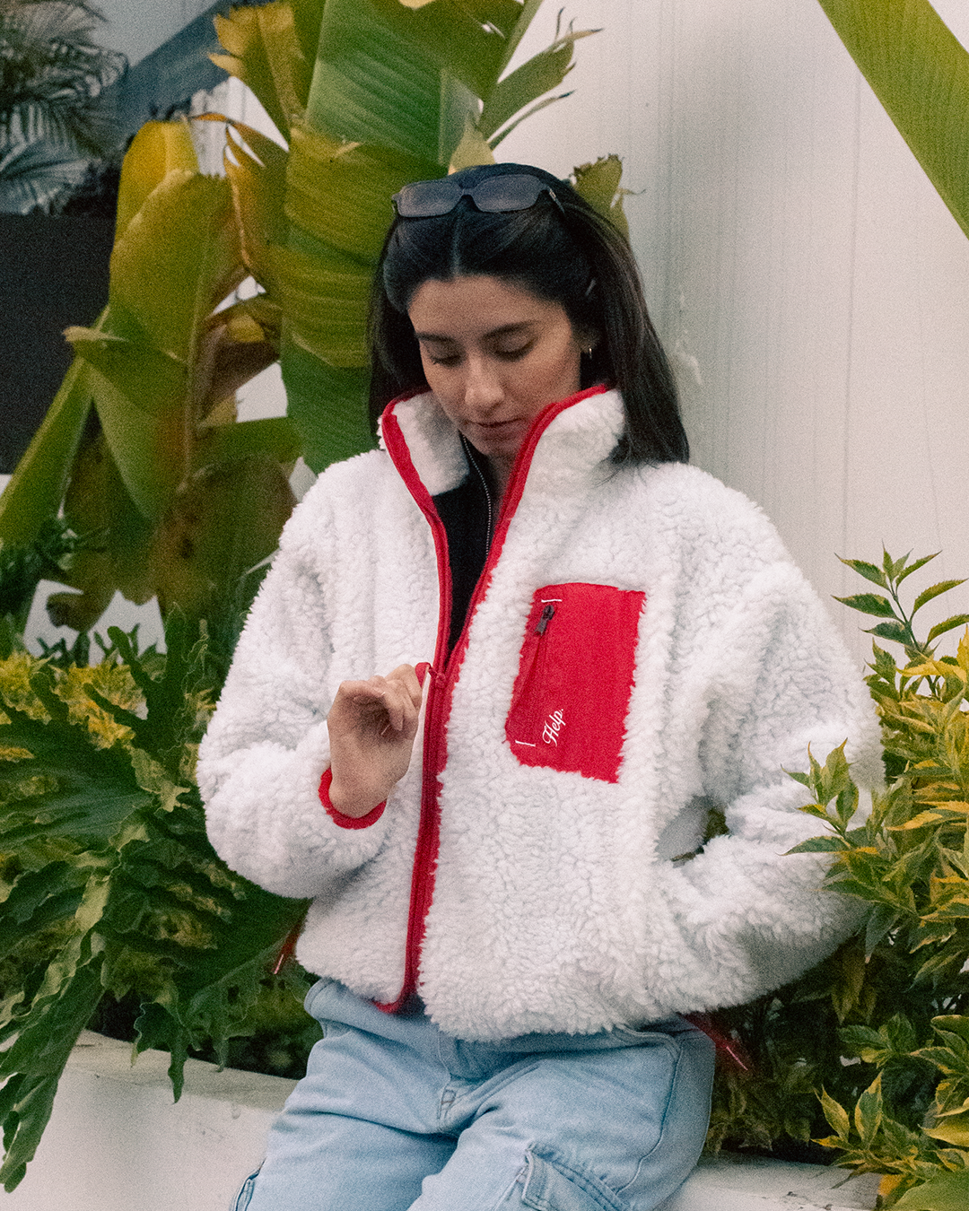 Chaqueta Polar Boxfit Mujer HELP ( Blanco-rojo )