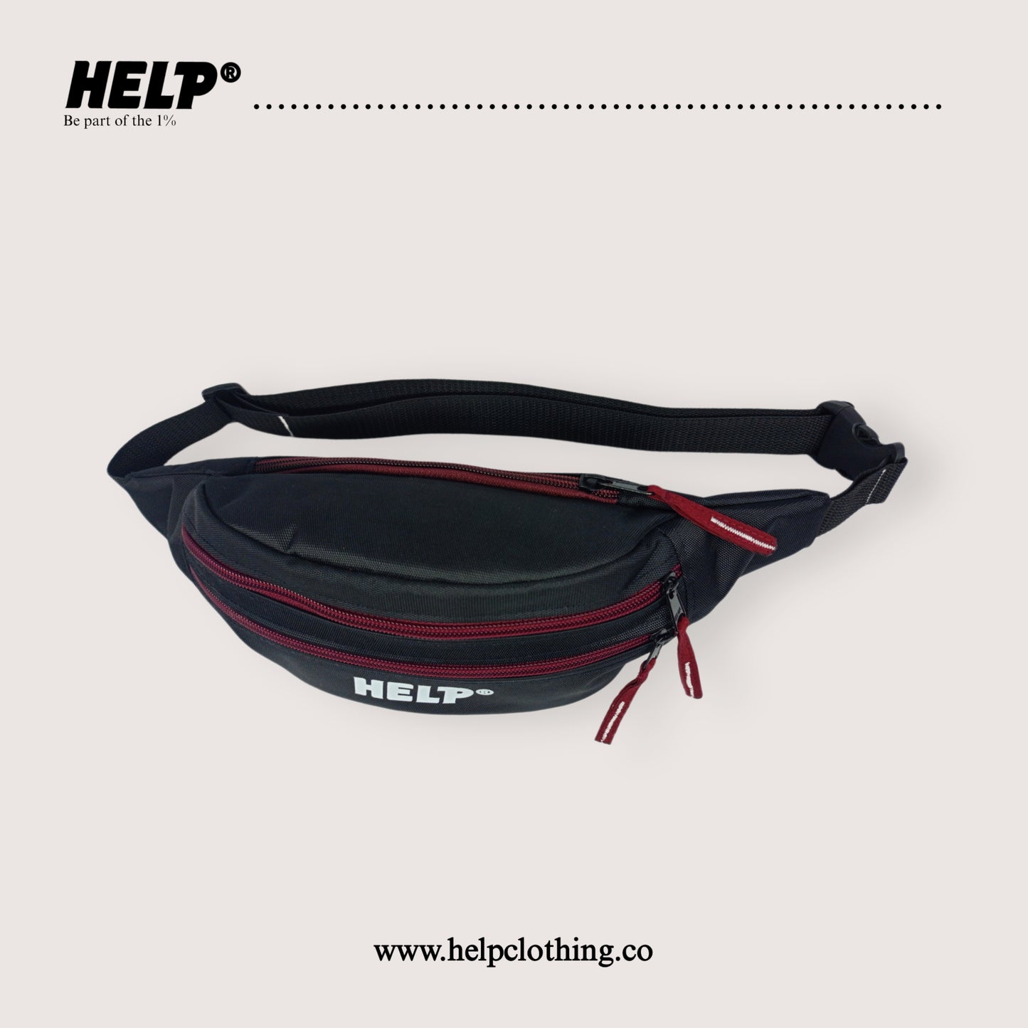 Riñonera HELP® Black - blood wine