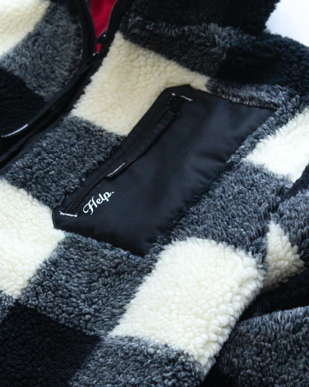 Chaqueta Polar Sierra Mujer HELP ( Cuadros Negro-Blanco )