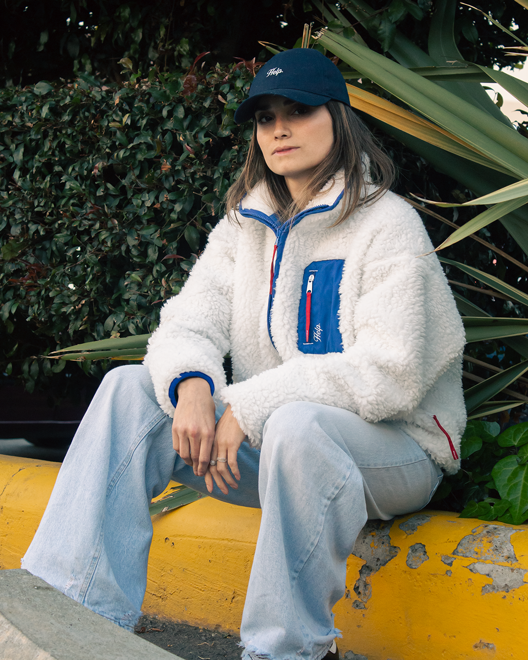 Chaqueta Polar Boxfit Mujer HELP ( Blanco-Azul )