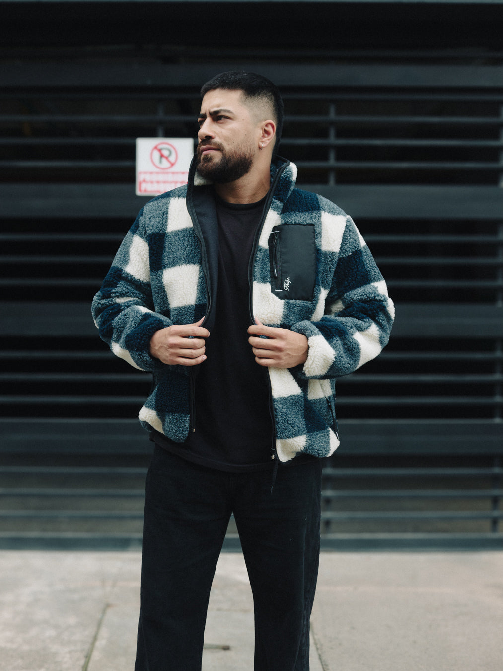 Chaqueta Polar Sierra unisex HELP ( Azul-Blanco )