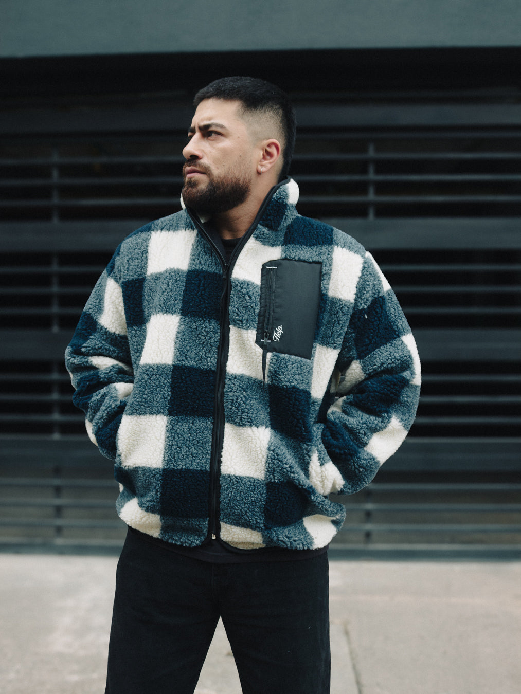 Chaqueta Polar Sierra unisex HELP ( Azul-Blanco )