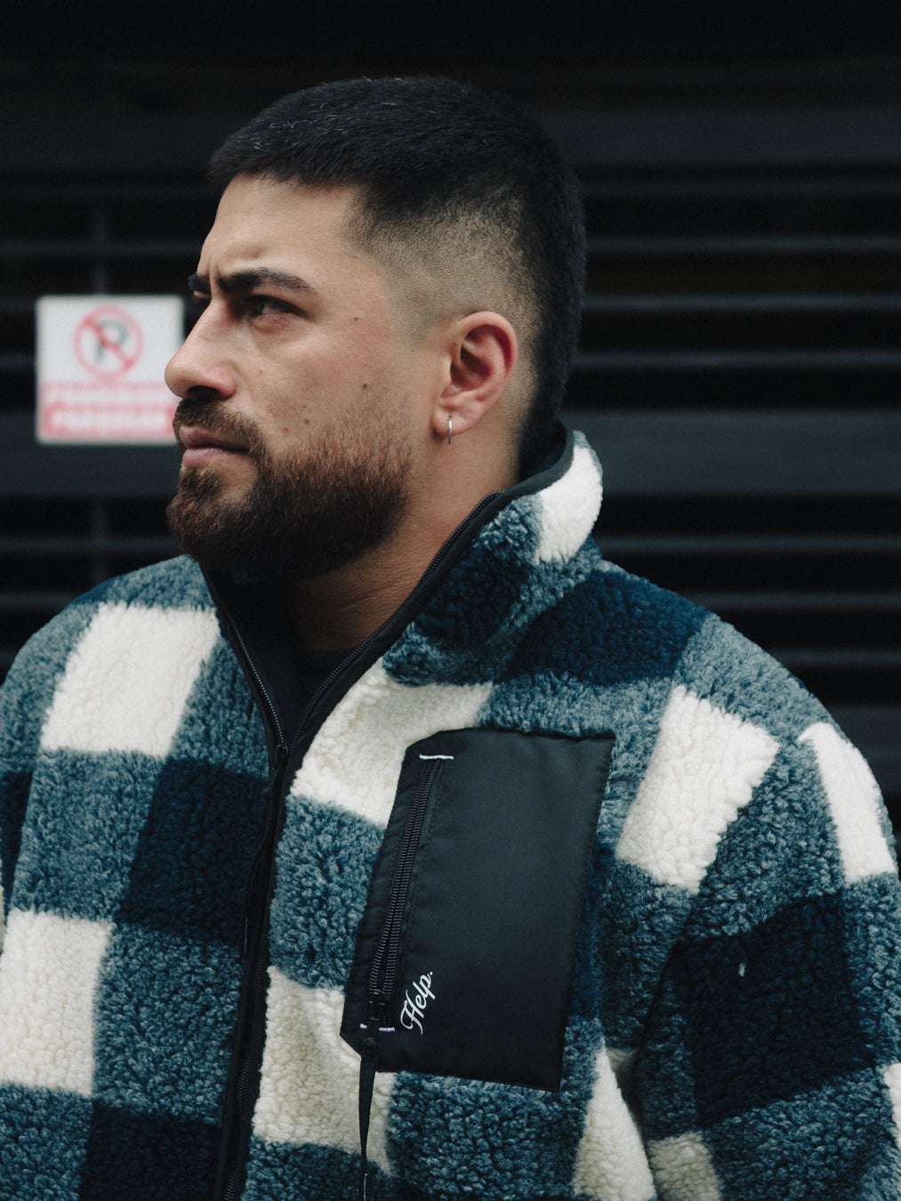 Chaqueta Polar Sierra unisex HELP ( Azul-Blanco )