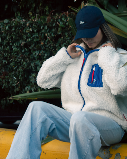 Chaqueta Polar Boxfit Mujer HELP ( Blanco-Azul )