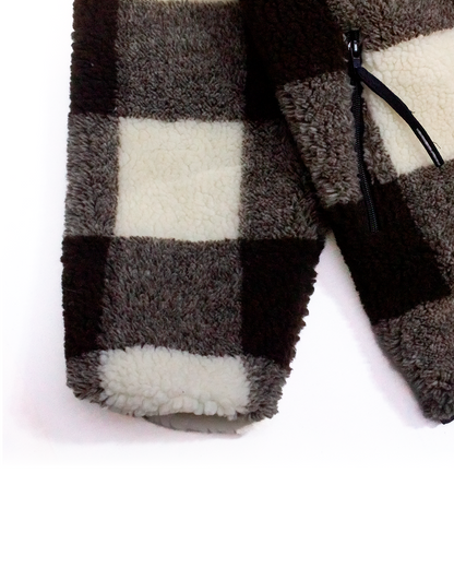 Chaqueta Polar Sierra Mujer HELP ( Cuadros Café-Blanco )