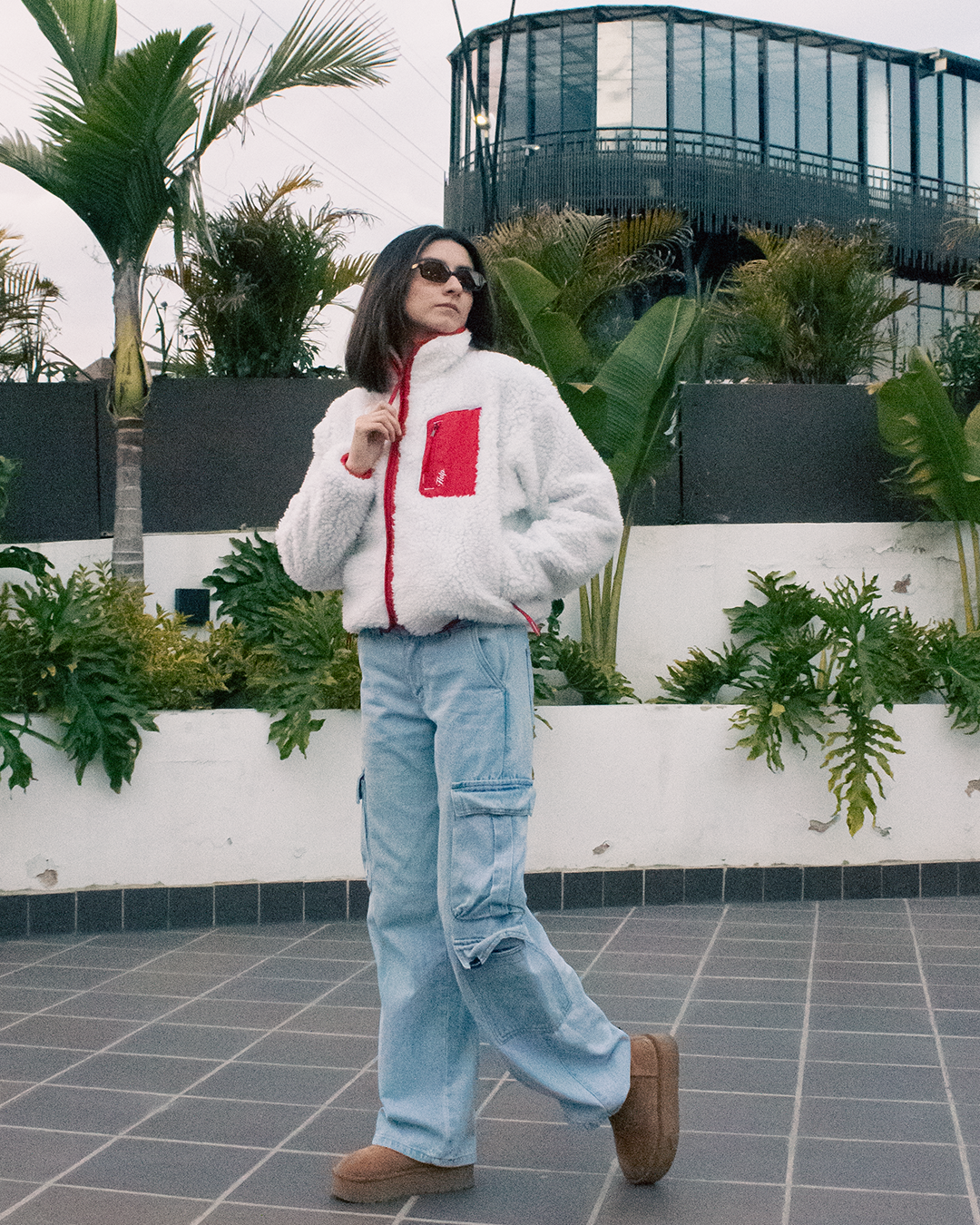 Chaqueta Polar Boxfit Mujer HELP ( Blanco-rojo )