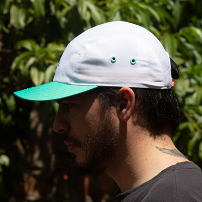 Gorra Five Panel ( Blanco-Verde )