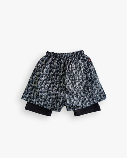 Pantaloneta Deportiva Running HELP ( Gris Camuflado ) 2 en 1