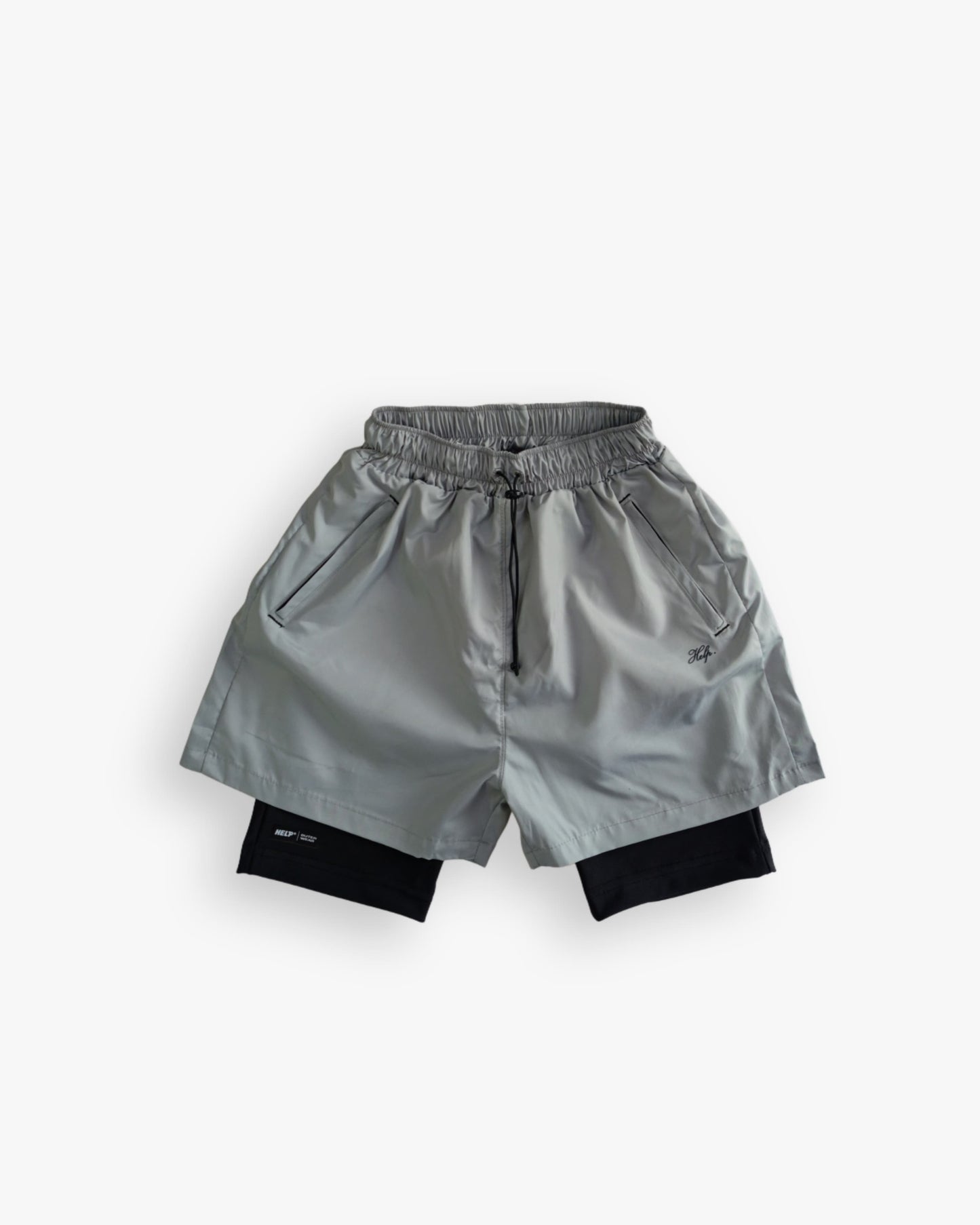 Pantaloneta Deportiva Running HELP ( Gris ) 2 en 1