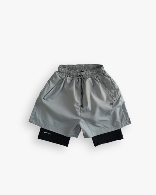 Pantaloneta Deportiva Running HELP ( Gris ) 2 en 1