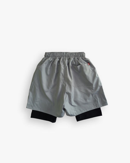 Pantaloneta Deportiva Running HELP ( Gris ) 2 en 1