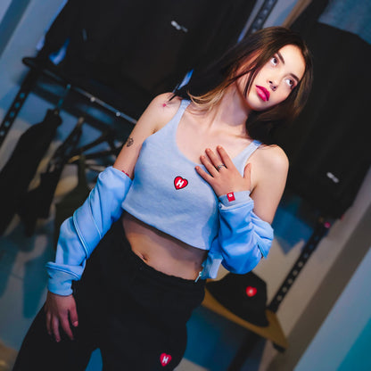 Crop Top Mujer HELP ( Azul Claro ) Edición Corazón