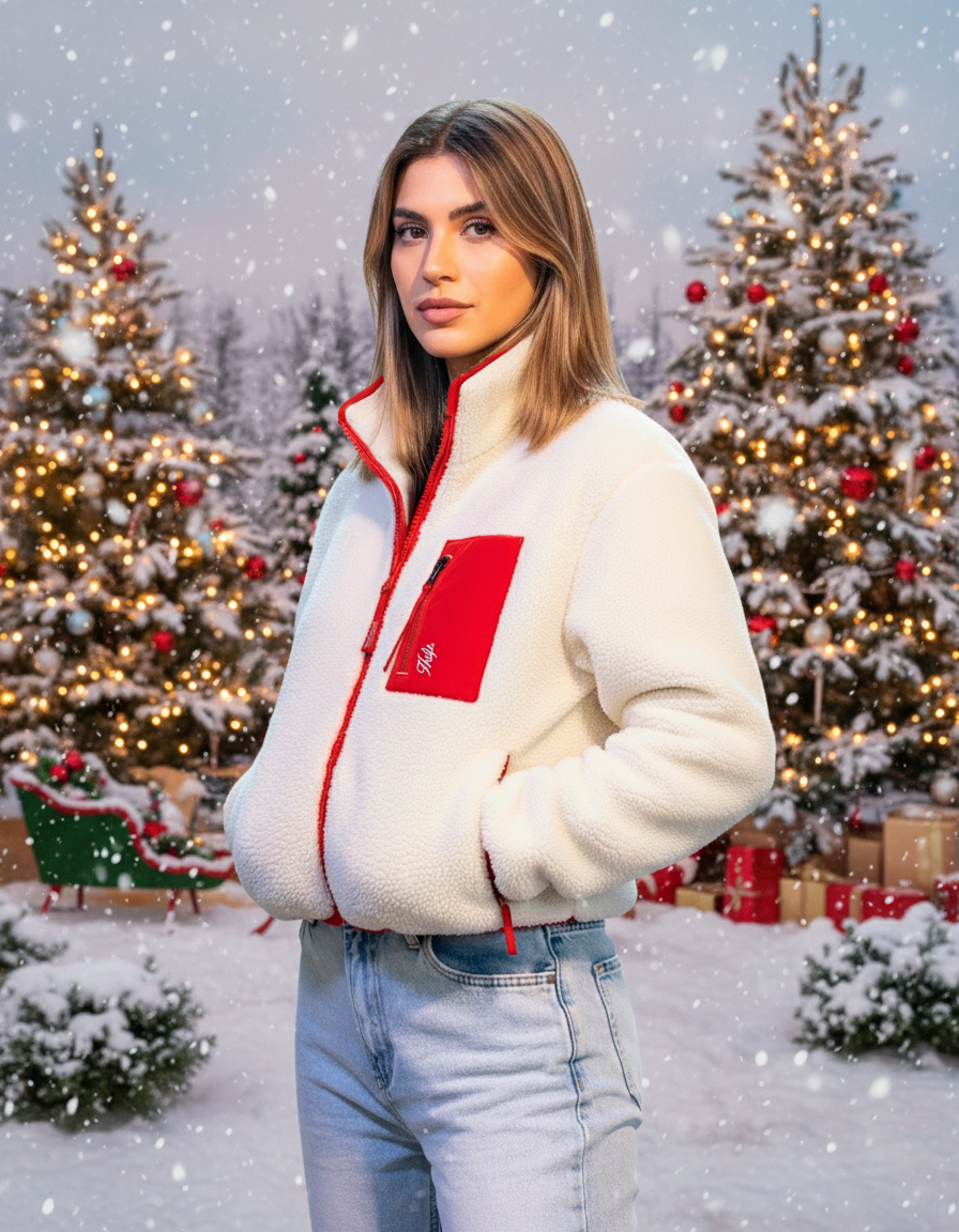 Chaqueta Polar Boxfit Mujer HELP ( Blanco-rojo )