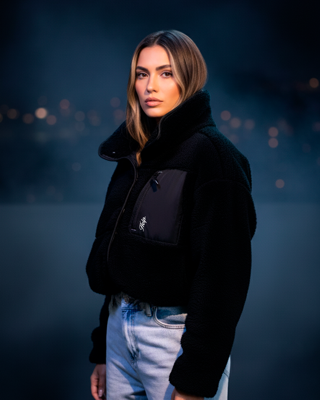 Chaqueta Polar Boxfit Mujer HELP Cremallera ( Negro )