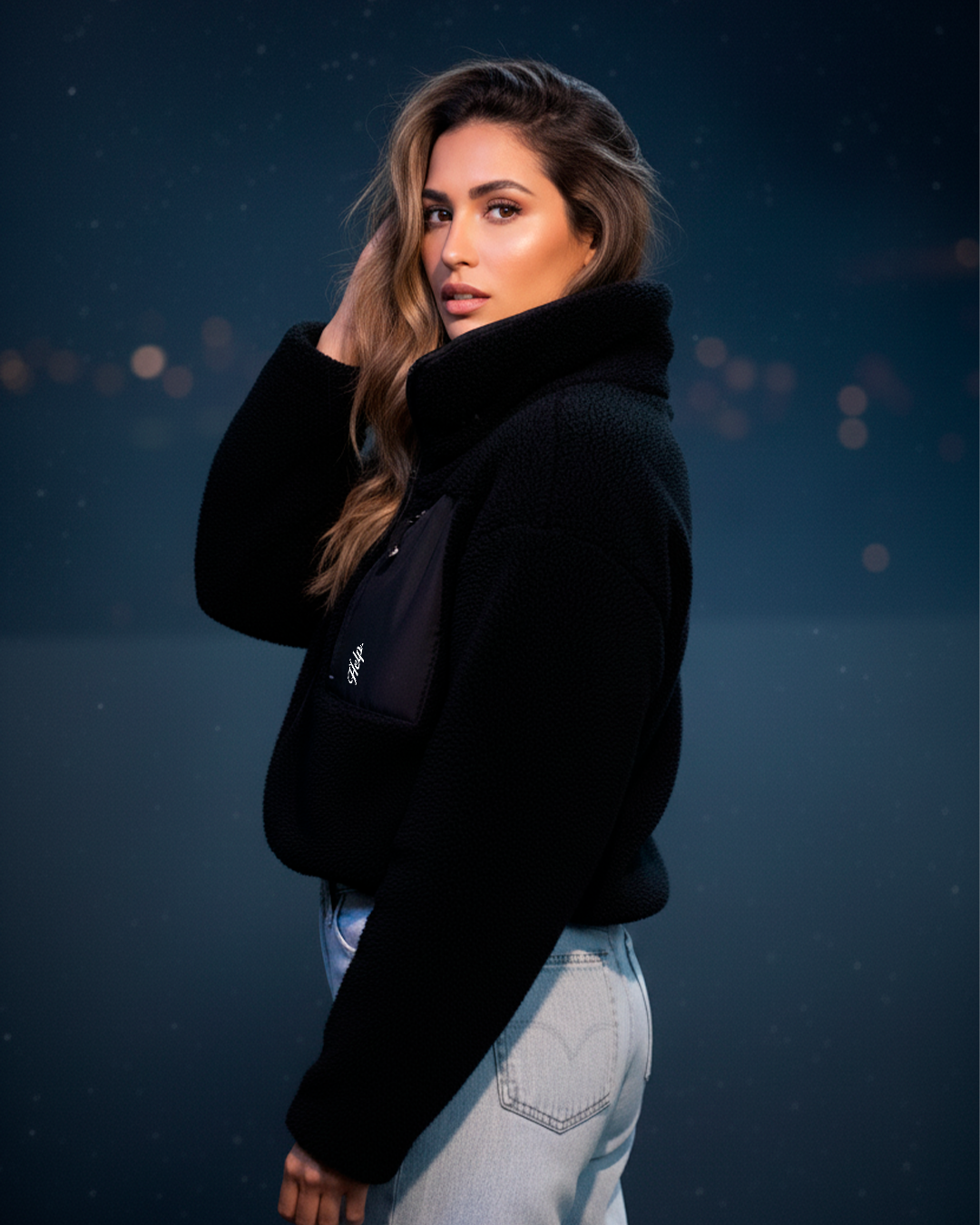 Chaqueta Polar Boxfit Mujer HELP Cremallera ( Negro )