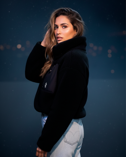 Chaqueta Polar Boxfit Mujer HELP Cremallera ( Negro )