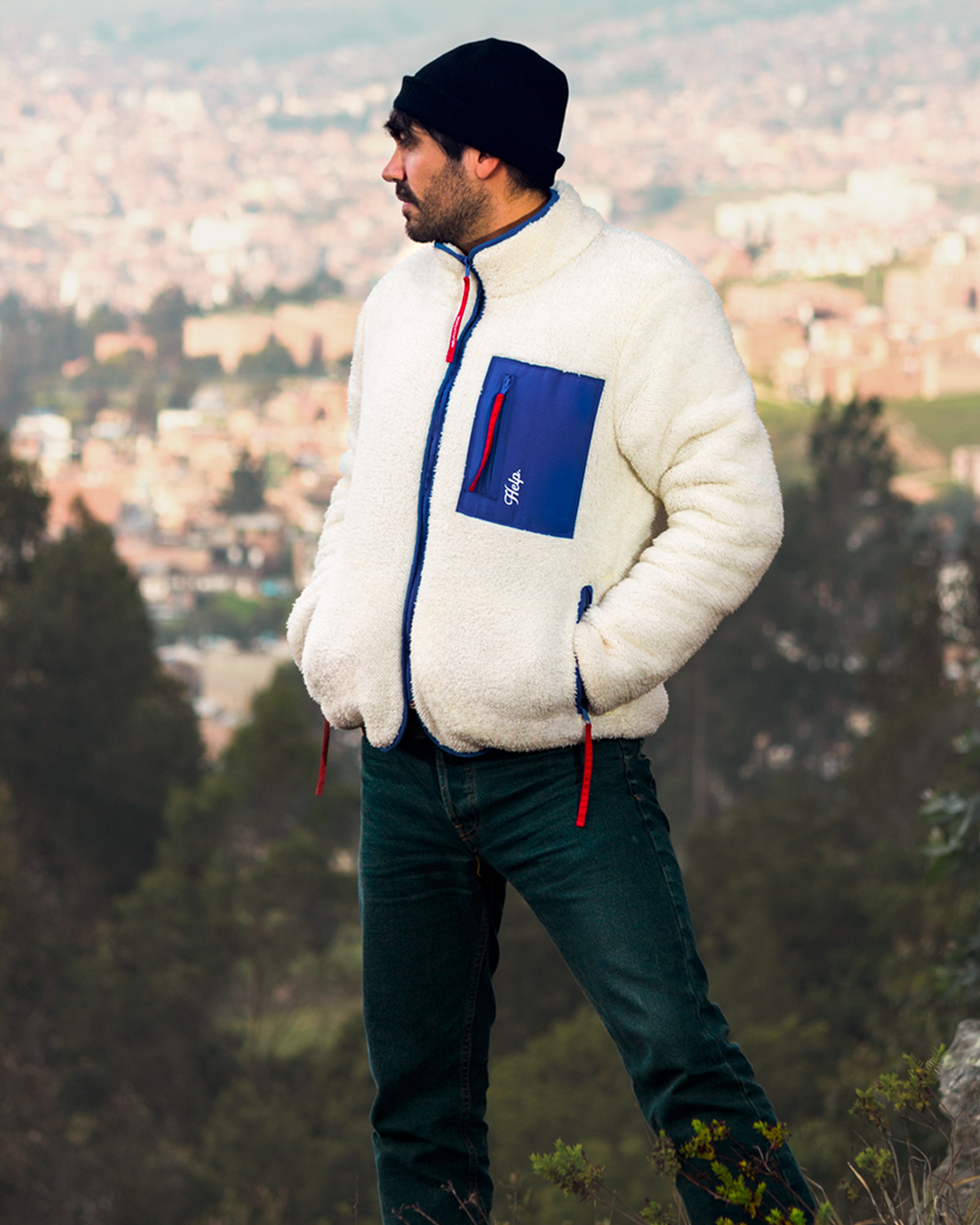 Chaqueta Polar HELP ( Blanco-Azul ) UNISEX