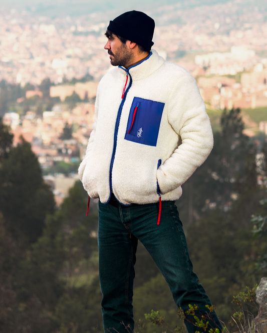 Chaqueta Polar HELP ( Blanco-Azul ) UNISEX