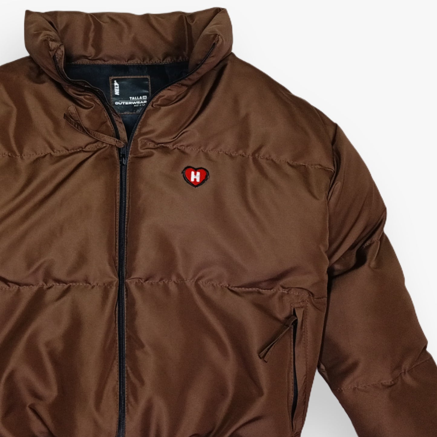 Chaqueta Puffer HELP ( Chocolate ) Edición Corazón