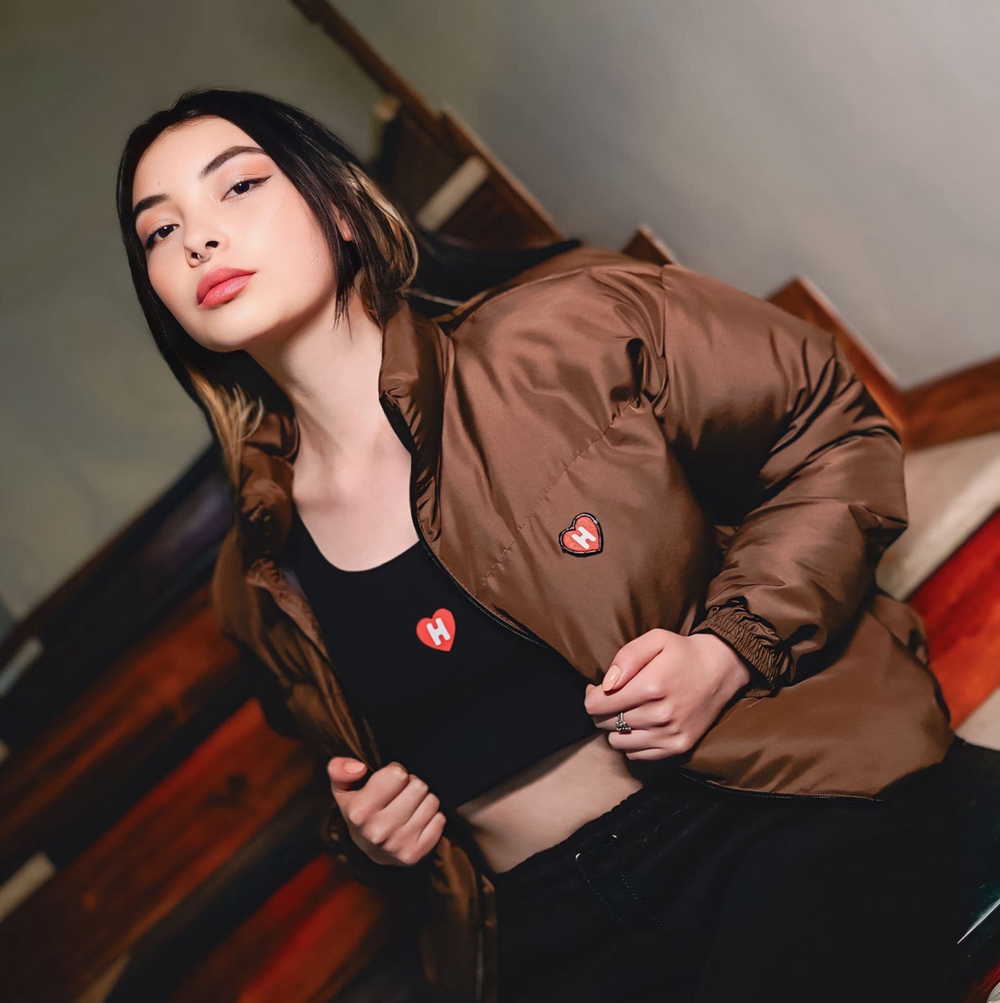 Crop Top Mujer HELP ( Negro) Edición Corazón