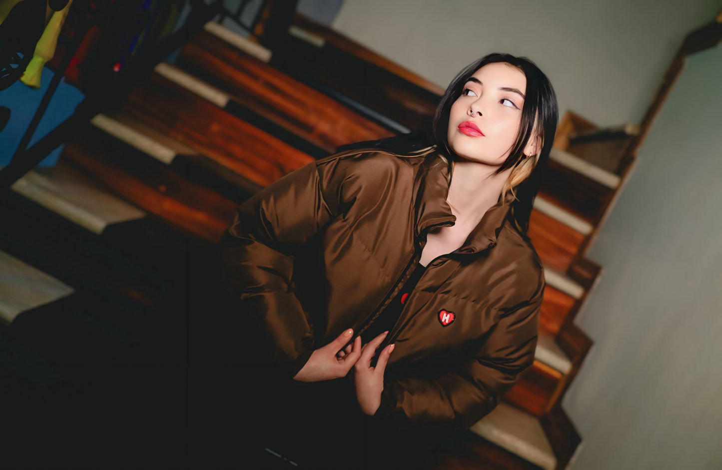 Chaqueta Puffer HELP ( Chocolate ) Edición Corazón