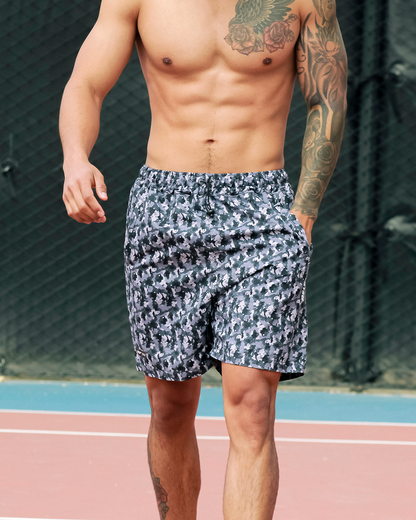 Pantaloneta Corta Deportiva Running HELP ( Gris Camuflado )