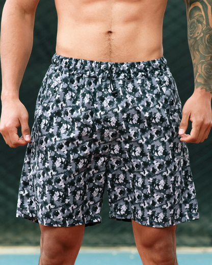 Pantaloneta Corta Deportiva Running HELP ( Gris Camuflado )