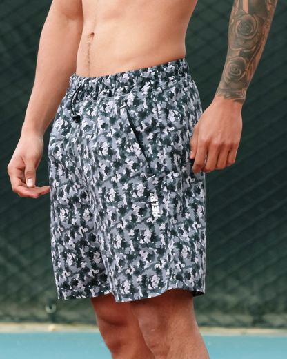 Pantaloneta Corta Deportiva Running HELP ( Gris Camuflado )