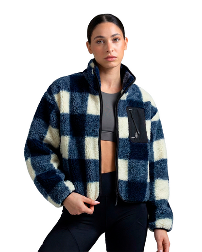 Chaqueta Polar Sierra Mujer HELP ( Cuadros Azul-Blanco )