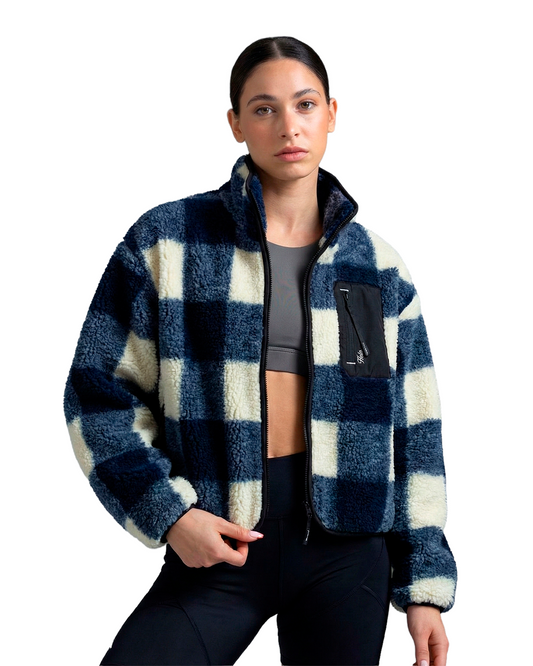 Chaqueta Polar Sierra Mujer HELP ( Cuadros Azul-Blanco )