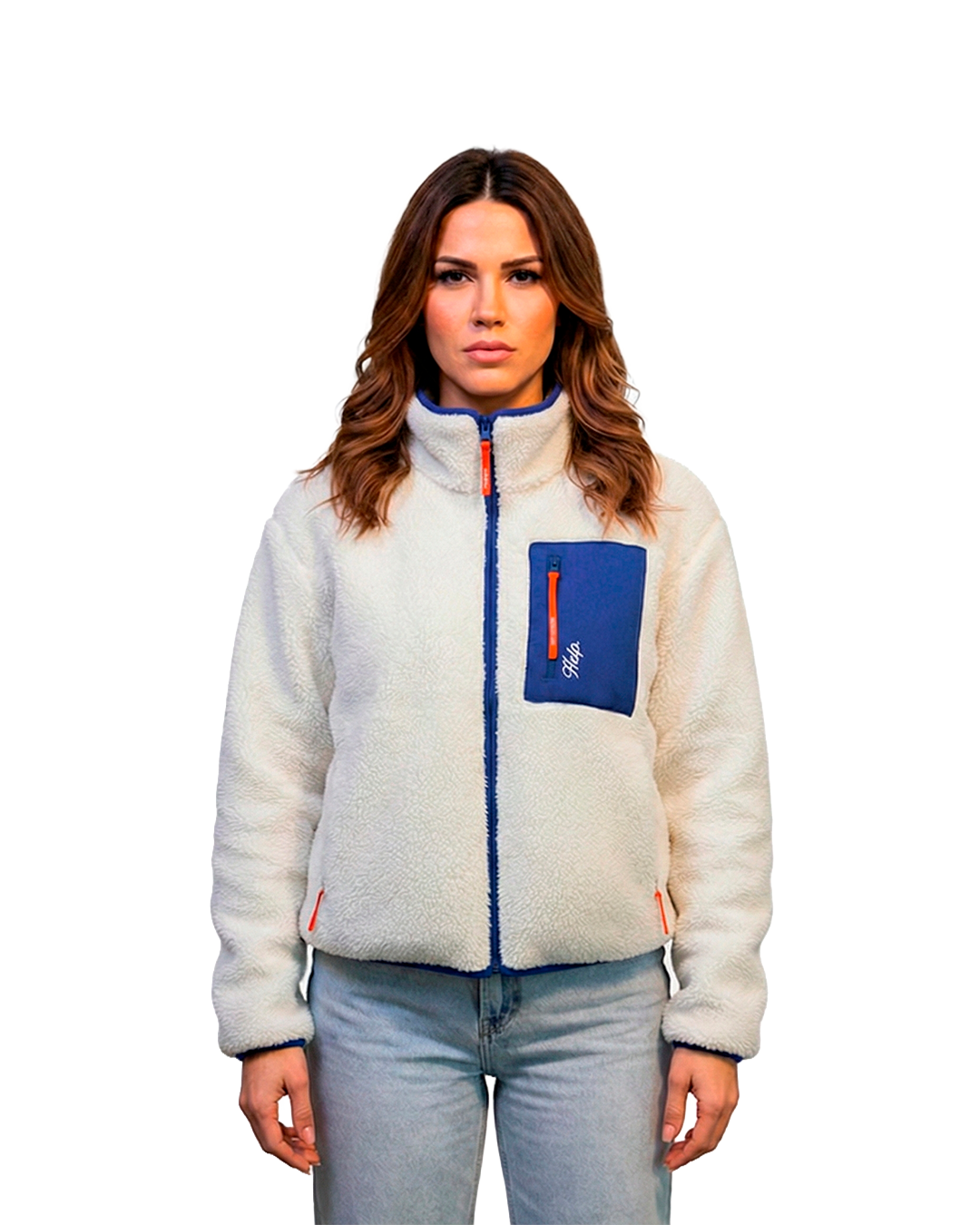 Chaqueta Polar Boxfit Mujer HELP ( Blanco-Azul )
