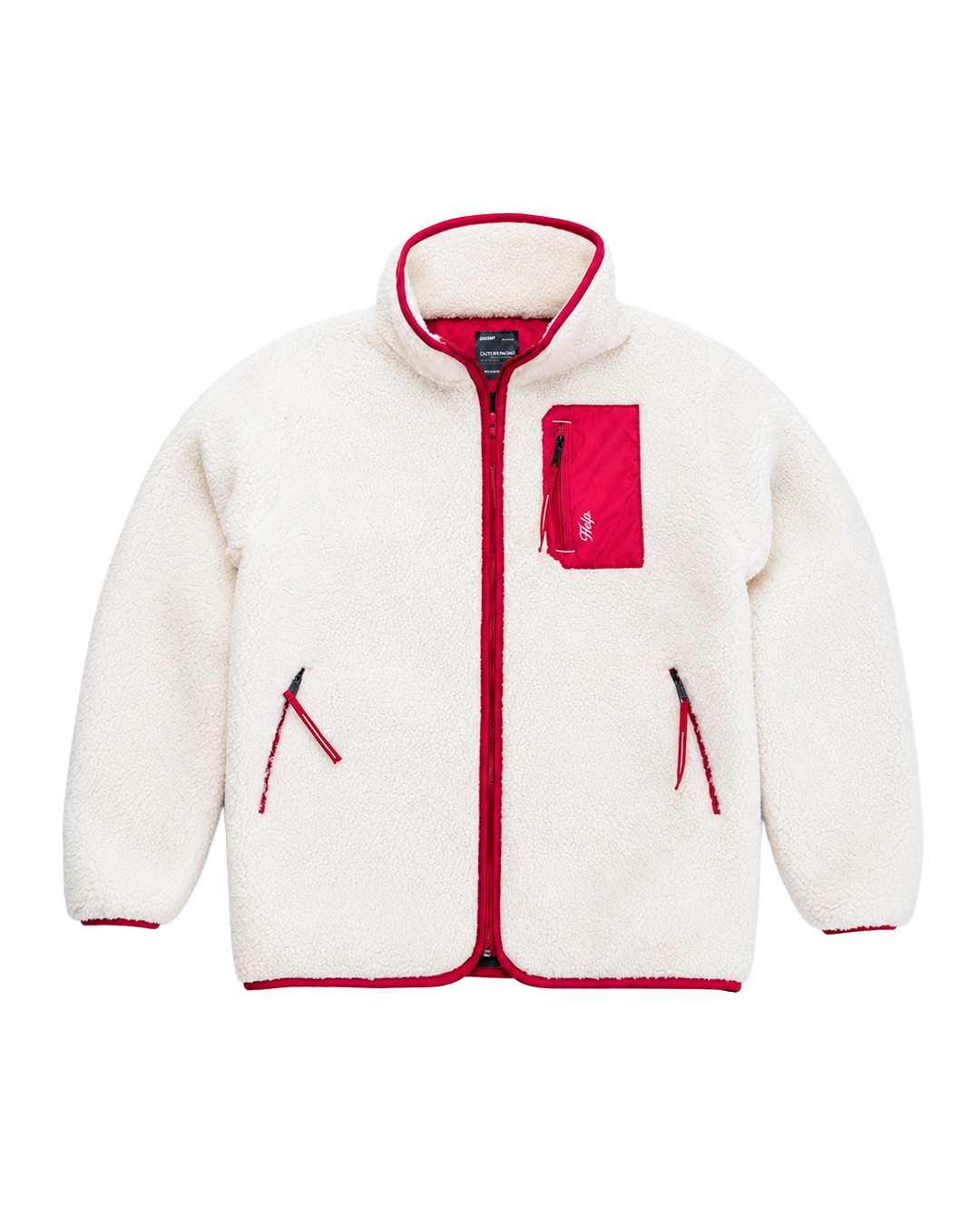 Chaqueta Polar Sherpa HELP Unisex - Blanco y Rojo