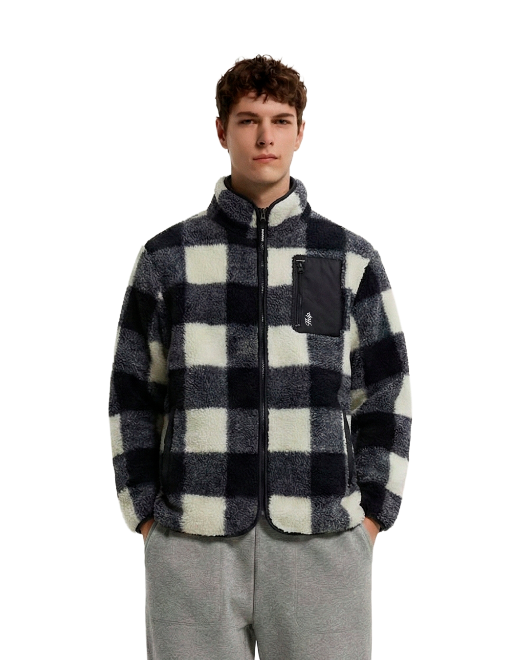 Chaqueta Polar Sierra unisex HELP ( Negro-Blanco )