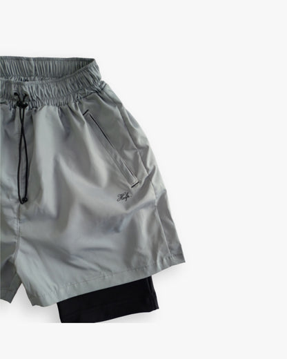 Pantaloneta Deportiva Running HELP ( Gris ) 2 en 1