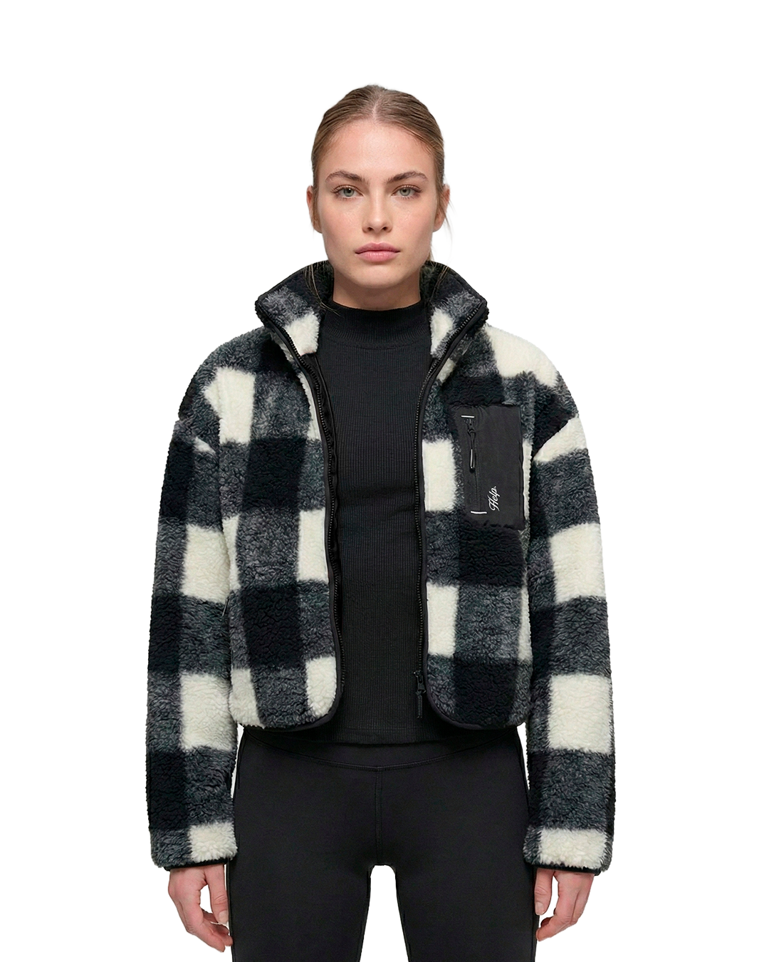 Chaqueta Polar Sierra Mujer HELP ( Cuadros Negro-Blanco )