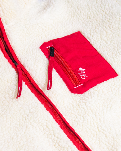 Chaqueta Polar Boxfit Mujer HELP ( Blanco-rojo )