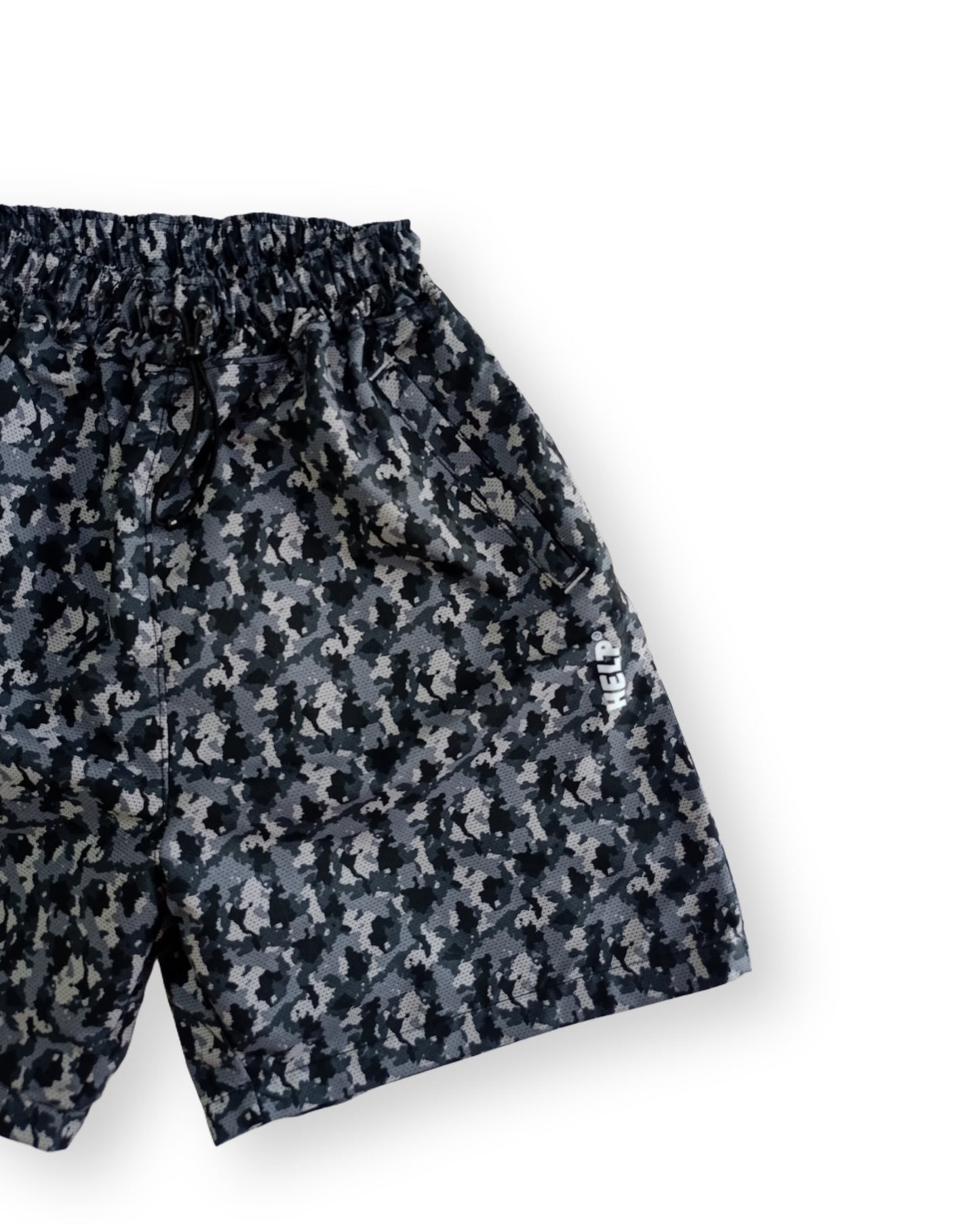 Pantaloneta Corta Deportiva Running HELP ( Gris Camuflado )