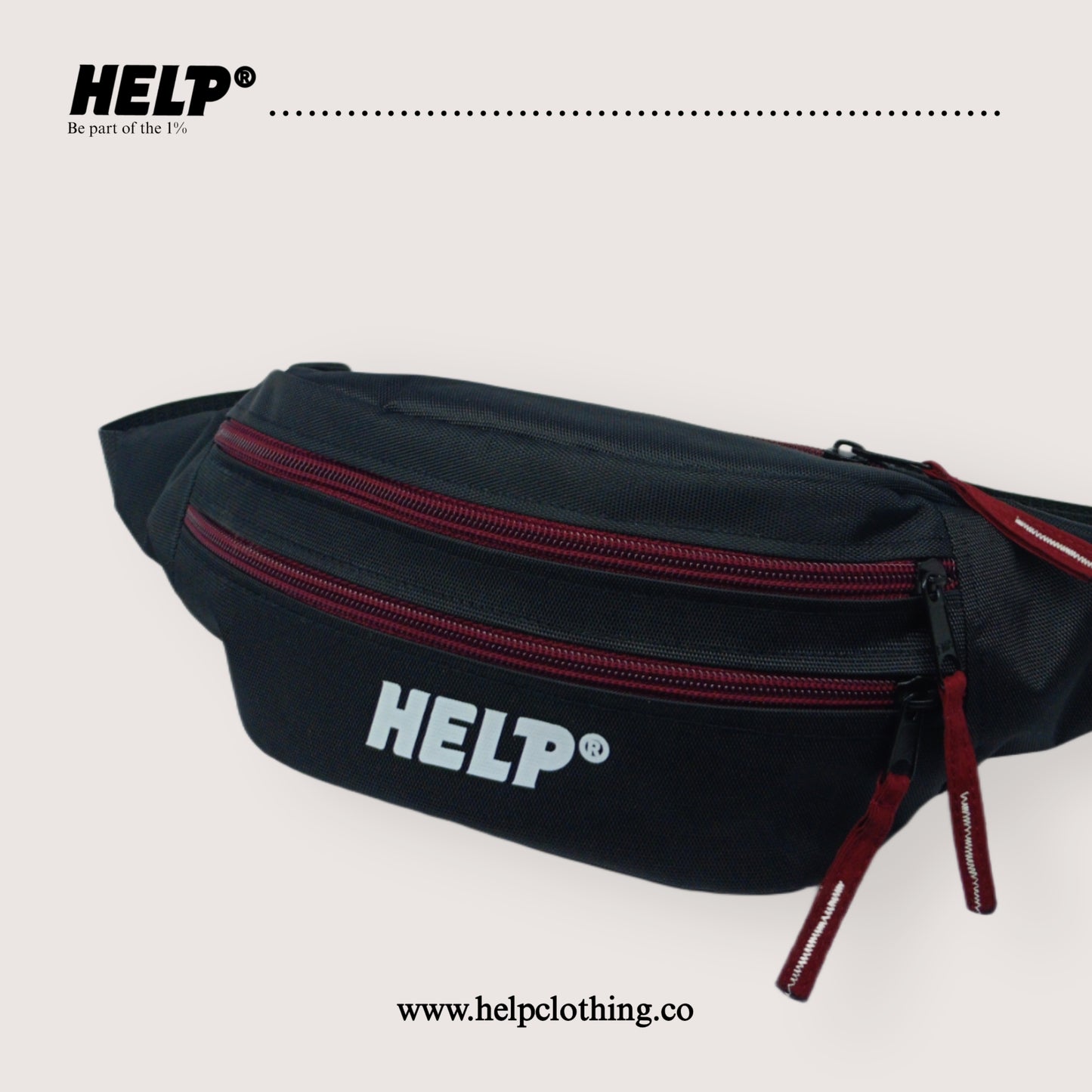 Riñonera HELP® Black - blood wine