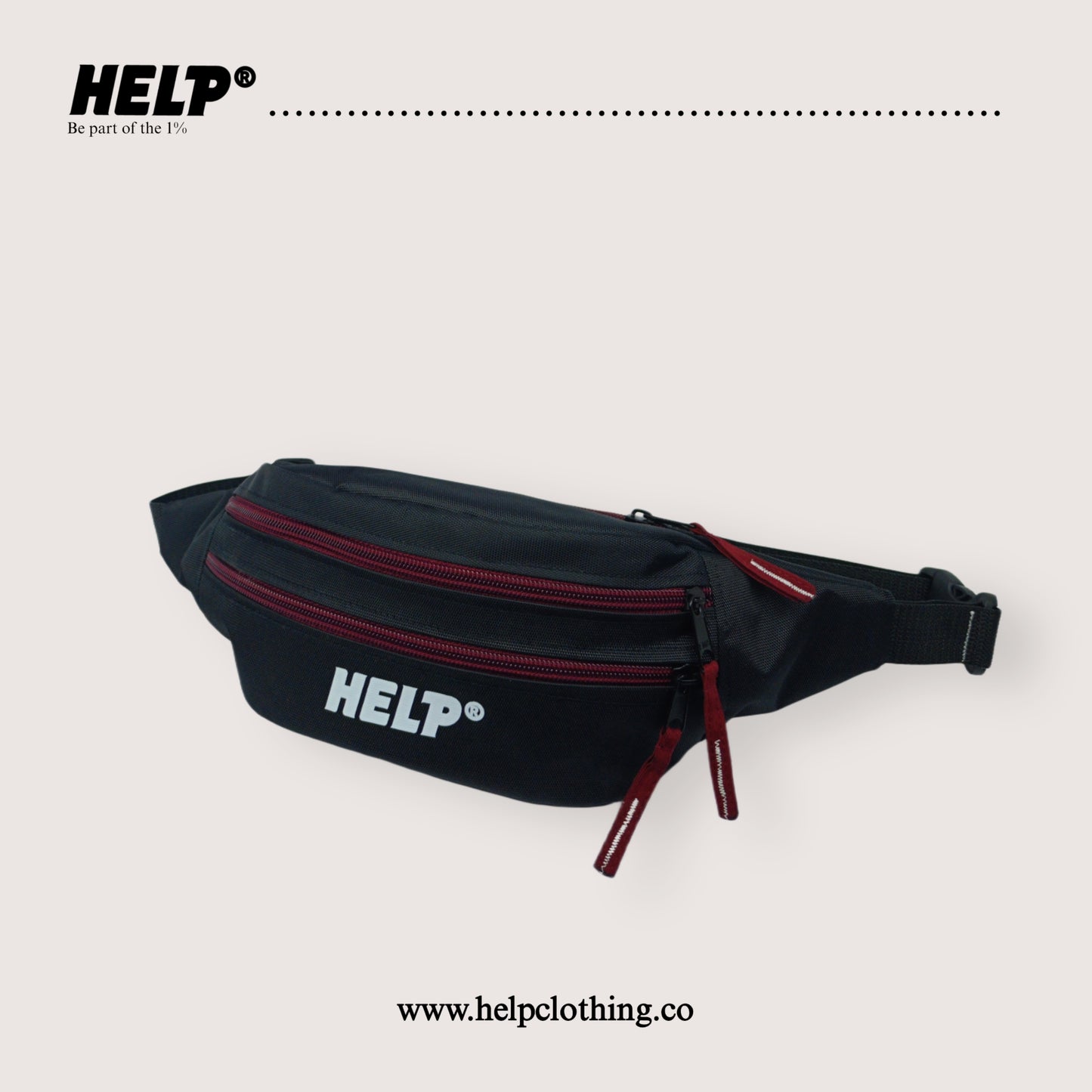 Riñonera HELP® Black - blood wine