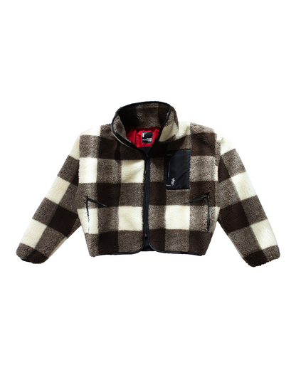 Chaqueta Polar Sierra Mujer HELP ( Cuadros Café-Blanco )