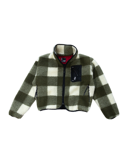 Chaqueta Polar Sierra Mujer HELP ( Cuadros Verde-Blanco )