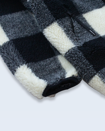 Chaqueta Polar Sierra Mujer HELP ( Cuadros Negro-Blanco )