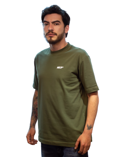 Camiseta Oversize HELP ( Verde Militar )